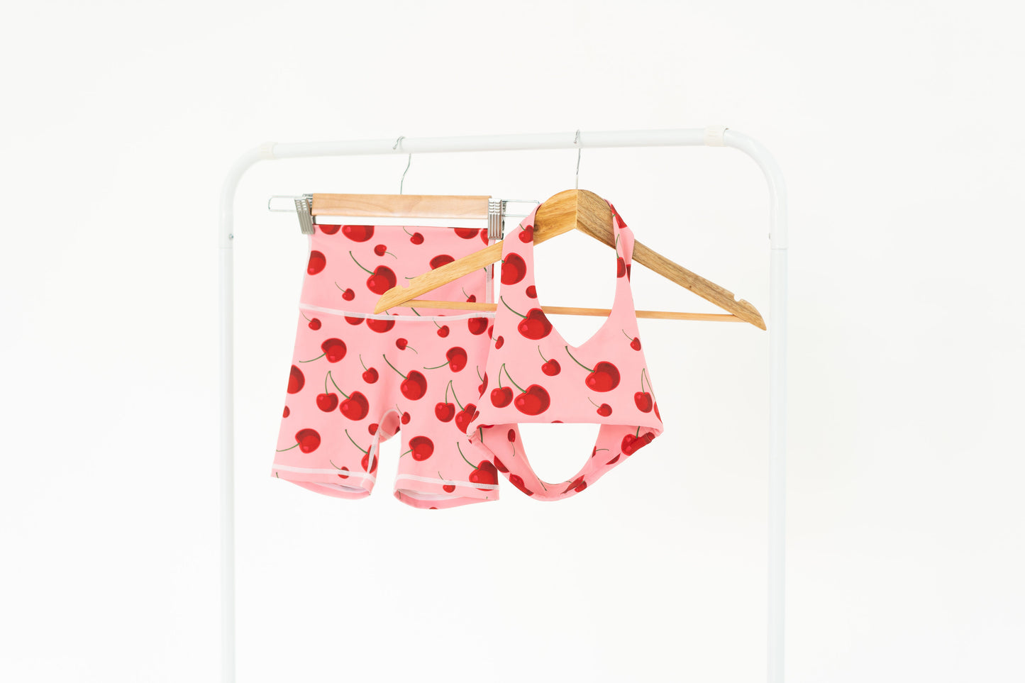 Cherry Halter Crop Set with Mid-length Shorts
