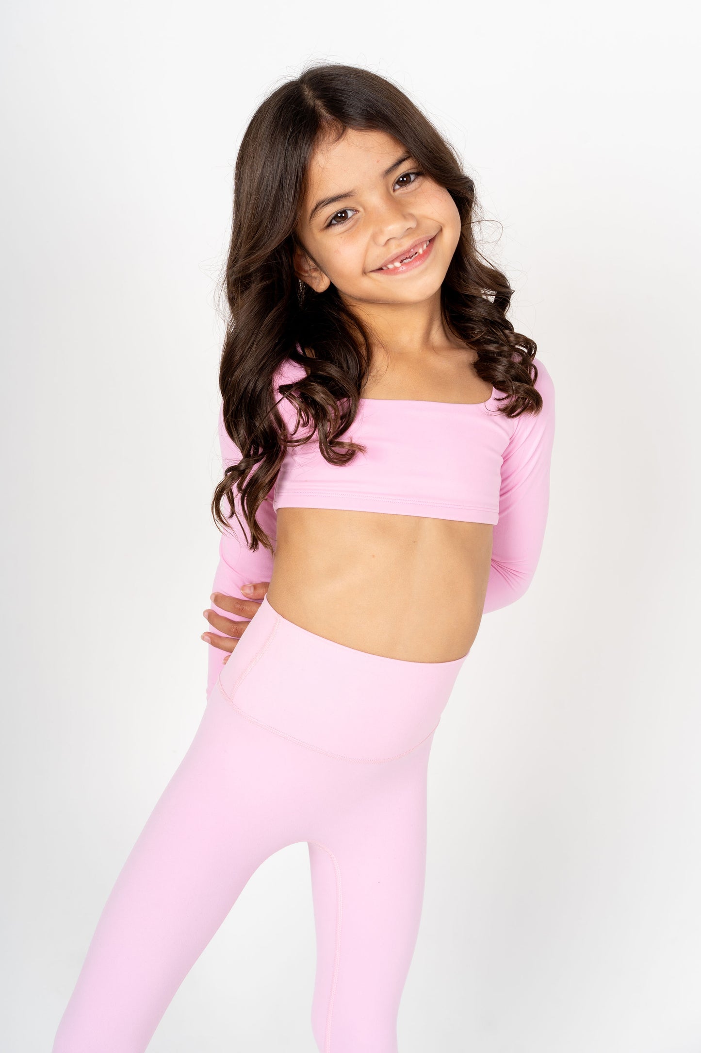 Long Sleeve Crop Top - Bubblegum Pink