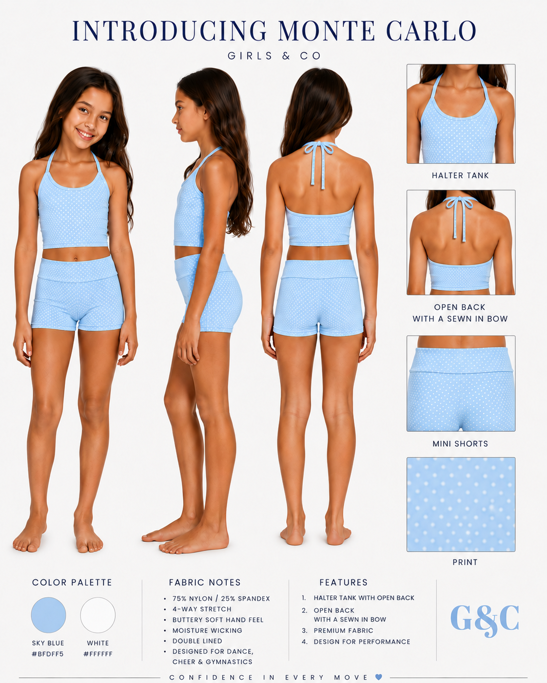 The Monte Carlo Mini Shorts | Blue Polka Dot Limited Edition  |  Pre Order Only!