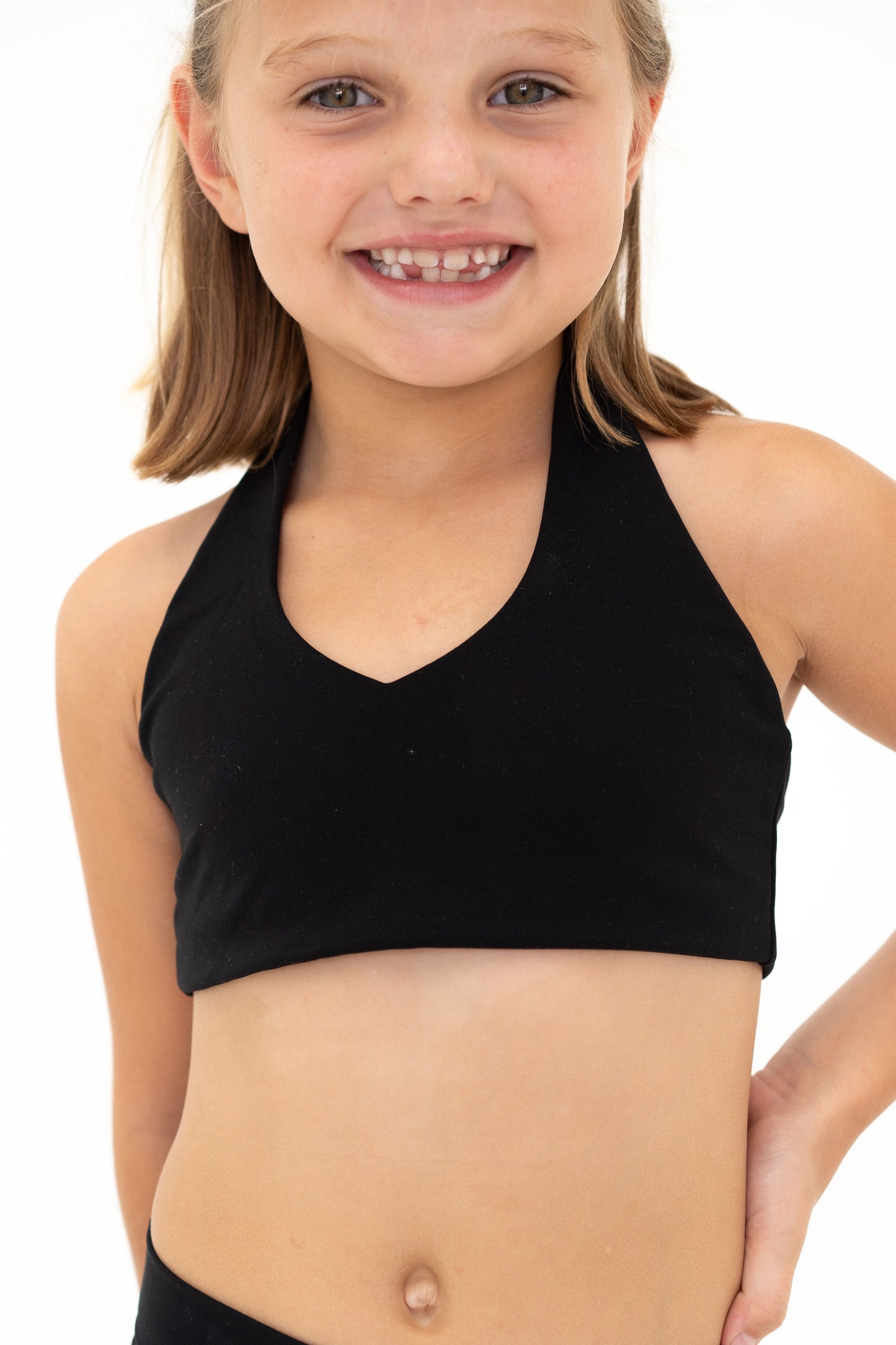 The Essential Black Halter Crop