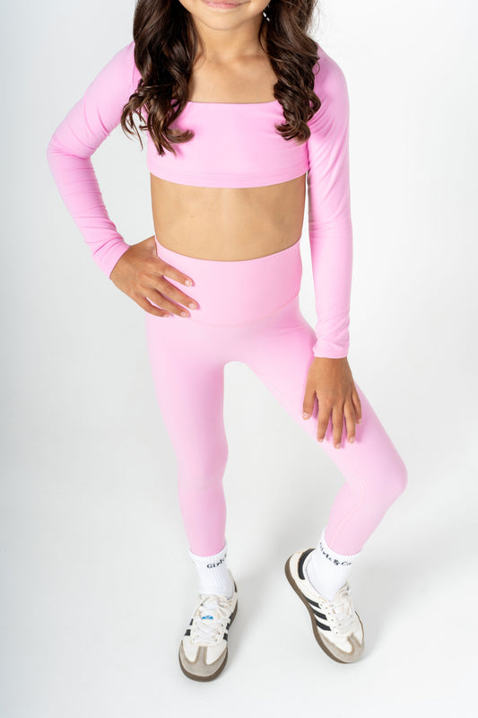 Long Sleeve Crop Top - Bubblegum Pink
