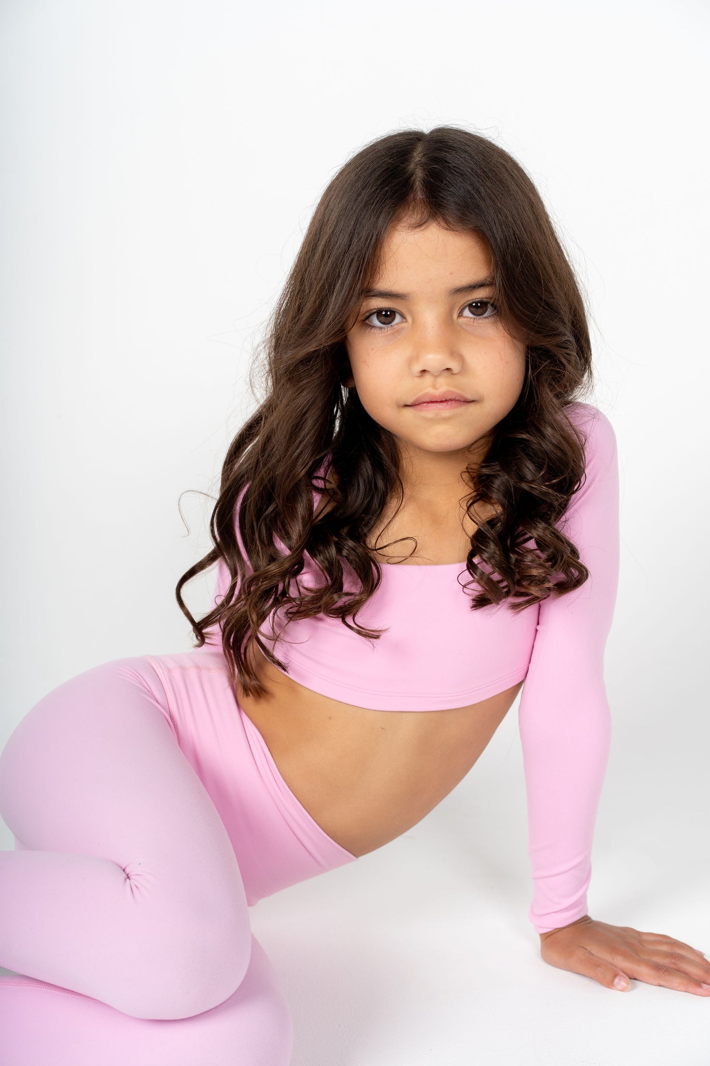 Long Sleeve Crop Top - Bubblegum Pink